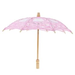 Dirtypigs Vintage Mini Bomull Spets, Broderad Sol Parasol Paraply Rosa