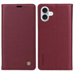 YIKATU YK-001 yhteensopiva iPhone 16 Plus -kotelon kanssa Magneettinen sulkeutuva nahkainen puhelimen kansi ViiniPunainen