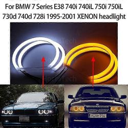 Fusheng Switchback puuvillavalo LED Angel Eye kaksoisvalkoinen keltainen BMW 7 E38 740i 740iL 750i 750iL 730d 740d 728i 95-01 XENON ajovalot