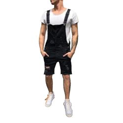 Oversize Mænds Ripped Jeans Jumpsuits Shorts Sommer Denim Bib Overalls A XXL