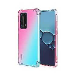 Slim tpu sag for huawei p smart 2021/y7a stødsikker gradient dække jpc633 (pink &grøn)