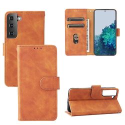 Etui til Samsung Galaxy S22 Cover Premium læder med kortholder Flip Folio magnetisk etui etui - sort Brown