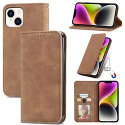 Foxdock Kompatibel med Iphone 14 Plus Pu Leather Wallet Case Kortplatser Magnetisk stängning Folio Cover Brown