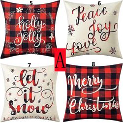 4 stk Christmas Throw Pillow Cover Tegneserie trykt pute putevar 45 * 45 cm A