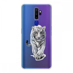 Crazy Kase Hull For Oppo A9 2020 I Silikone Soft 1 Mm, White Tiger