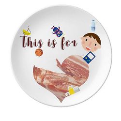 Fat Pork Raw Meat Food Texture Søn Dessert Plate Dekorative Porcelæn 8 tommer Dinner Home