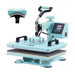 Succebuy Lämpöpuristuskone, 12 x 15 tuumaa, 2 in 1 lämmönsiirtokone hattupuristimella, 360 kääntyvä T-paidan puristuskone