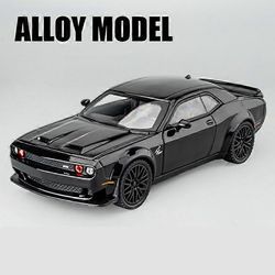 1:32 Challenger SRT Alloy Musle Car Model Diecasts Metal Sports Car Model Simulation Sound Light Collection Lasten lelujen lahja Musta