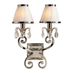 Interiors 1900 Lighting Interiør Oksana Nikkel - 2 Lys Indendørs Twin Candle Wall Lys poleret nikkel plade med hvide nuancer, E14
