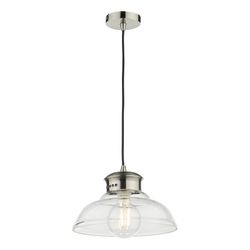 Dar Lighting Siren Dome Single Vedhæng Lys Antik Krom Klart Glas, 1x E27