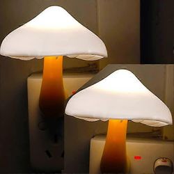 2-pakkausta Light Control Mushroom Koristeellinen yövalo Plug-in Light -valoanturi Yöasensori Lamppu Led Light Syntymäpäivälahja (keltainen)