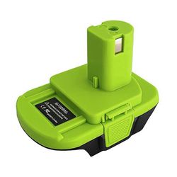 MT20RNL akkusovittimen käyttö Ryobi 18V -työkaluille, muuntaa Makitan 18V Li-Ion -akun Ryobi 18V Li-Ion -akuksi vihreä