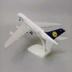 Unbrand 18 * 20 cm metalliseos Saksa Air Lufthansa AIRBUS 380 A380 Airlines Lentokonemalli Painevalettu lentokonemalli Lentokone Lentokone pyörillä