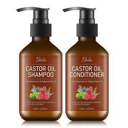 Risiiniöljyshampoo ja -hoitoaine - Hiustenlähtöä ehkäisevä setti, tuuheuttava koostumus hiusten uudelleenkasvuun, ohenemisen ehkäisyyn, sulfaatiton...