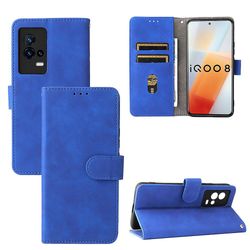 Etui til Vivo Iqoo 8 Cover Premium Læder med Kortholder Flip Folio Magnetisk Etui Coque - Sort Blå