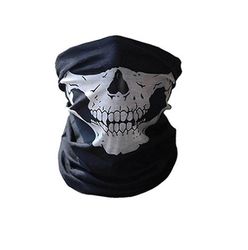 Kissqiqi Skull Ansigtsmaske, Hals Gaiter Sømløse Tørklæde Bandanas Sort hvid