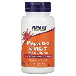 NOW Foods, Mega D-3 &MK-7, 120 kapselia