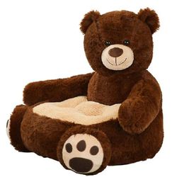 Zhuopai Kid's Cartoon Animal Plys Lille sofa stol mørkebrun bjørn