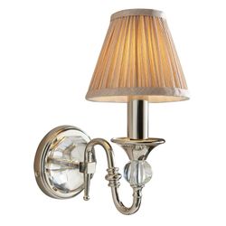 Interiors 1900 Lighting Polina 1 Lys indendørs stearinlys væg lys poleret nikkelplade med beige skygge, E14
