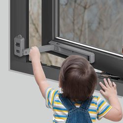 Szczw Lapsiturvallinen ikkunalukko, ikkunanrajoitin, helppo asentaa ja käyttää, 3M VHB liima, ei työkaluja tai porausta, helppo irrottaa (harmaa)