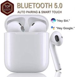 I12 Bluetooth 5.0 -kuulokkeet, 48 tunnin vastamelu, sisäänrakennettu mikrofoni, kosketusohjaus - valkoinen