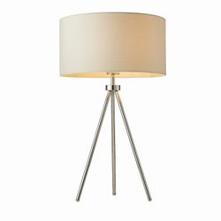 Endon Lighting Endon Tri - 1 lys bordlampe Krom, Elfenben Linned Effekt, E27
