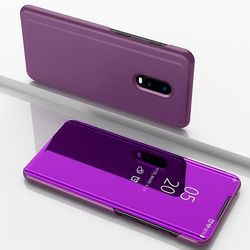 Telefoncover kompatibelt med OnePlus 6T 6.41" etuidæksel Clear View Flip Case Stand Funktion-lilla