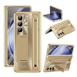 Galaxy Z Fold 6 -kotelo S Pen -pidikkeellä, täysi suoja jalustan suojuksella Samsung Galaxy Z Fold 6 5G 2024 -kotelolle kultaa