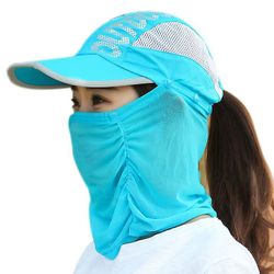 Zhuopai Aldult Sol Hatte Fishing Hatte Cykling Hatte Ansigtsmasker Baseball Hatte Sun Hatte himmelblå