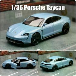 1/36 Porsche Taycan leluautomalli lapsille RMZ CiTY Diecast Super Sport miniatyyri pull back -kokoelmalahja pikkupojalle SKY BLUE
