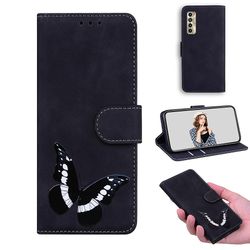 Etui til Tecno Camon 17p Butterfly Cover Premium Læder Magnetisk- Pink Sort