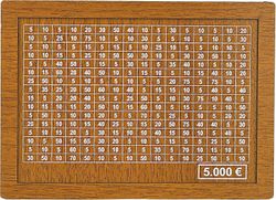 Sparbox (4 kokoa)- uudelleenkäytettävä rahalaatikko, jossa säästötavoite ja rastitettavat numerot 5000 Euros