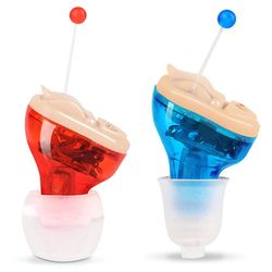 Liltop Mini Digital Usynlig i øret høreapparater Lyder Forstærker Voice Enhancer for Seniorer Rød blå 1Pair