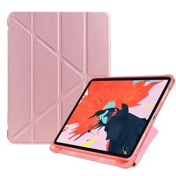 JVY Multi-foldning stødsikker TPU beskyttelseskasse til iPad Pro 11 tommer (2018), med Holder &Pen Slot (Rose Gold)