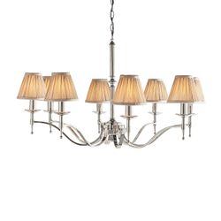 Interiors 1900 Lighting Stanford 8 Lys Multi Arm Lysekrone poleret nikkel plade finish, E14