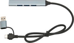 Ultratynn usb-forlenger 4 i 1 USB A &; C-hub med 1 x USB30 / 3 x USB20-porter, USB-splitter i aluminium for stasjonær datamaskin, PC-skrivertastatu...