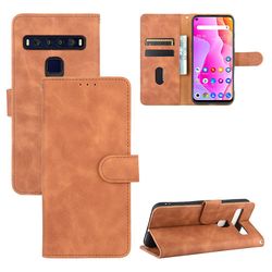 Etui til Tcl 10l / Tcl 10 Lite Cover Premium læder med kortholder Flip Folio magnetisk etui Etui Coque - Sort Brown