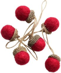 Christmas Felt Acorn Ornaments Vintage Felt Ball Acorn Garland DIY Christmas Tree Vedhæng med reb til juletræ (rød)