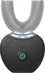 Ultraäänihammasharja aikuisille - U-muotoinen muotoilu 360 asteen puhdistuksella Langaton lataus LED-merkkivalo - musta Whit Walkbeen sertifioima