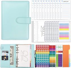 Gangxun A6 Budget Binder med lynlås konvolutter Pu læder genopfyldelige pengebesparende bindemiddel, genopfyldelige Loose-leaf Binder Cover for Bud...