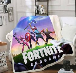 Fortnite spillere tykt teppe kaste sofa myk varm fuskepels fleece F14 (andre) Single(130*150cm)