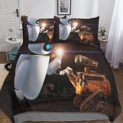 EKENOZ WALL-E pussilakana mikrokuituliinavaatteet, 3D-tulostus robottipussilakana peitto ja tyynyliina, vetoketjun suljin, pehmeä pussilakana miehi...