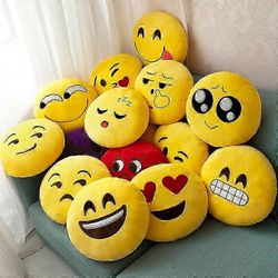 32CM söpö Kawaii Emoticons pyöreä pehmotyyny pehmeä ja luova lahja tytöille ja lapsille, hymiötyynylelu 7