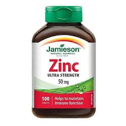 Jamieson Vitamins Ultra Strength sinkki, 50 mg, 100 tablettia