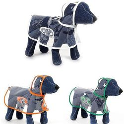Pet Hund Hvalp Transparent Regnfrakke hætteklædte vandtæt jakke tøj Orange S