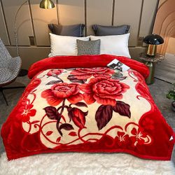 Teppefortykning vinter dobbeltlags raschel korall fleece teppe dyne Lykkeblomstring 200*230cm