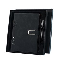 Handuo Læder Journal Premium foret A5 Skrivning Notebook Cover Pen Holder &card slot sort