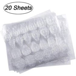 240pcs Dobbelt-side klæbende søm Faner, Nail Lim Klistermærker Selvklæbende Transparent Nail Lim Faner 20 Sheets