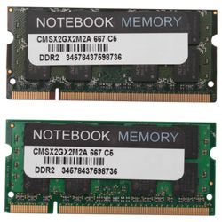 Minne 4GB Kit (2x 2GB moduler) PC2-5300 667MHz DDR2 2GB 240pin minne, unbuffered Notebook Laptop svart grønn
