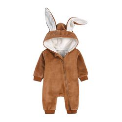 Baby Bunny Onesie Baby Hætte Onesie Spædbørn Bodysuit Jumpsuit Zipper Onesie 0-3 months